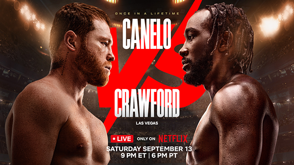 Imagery promoting the Canelo vs. Crawford boxing event