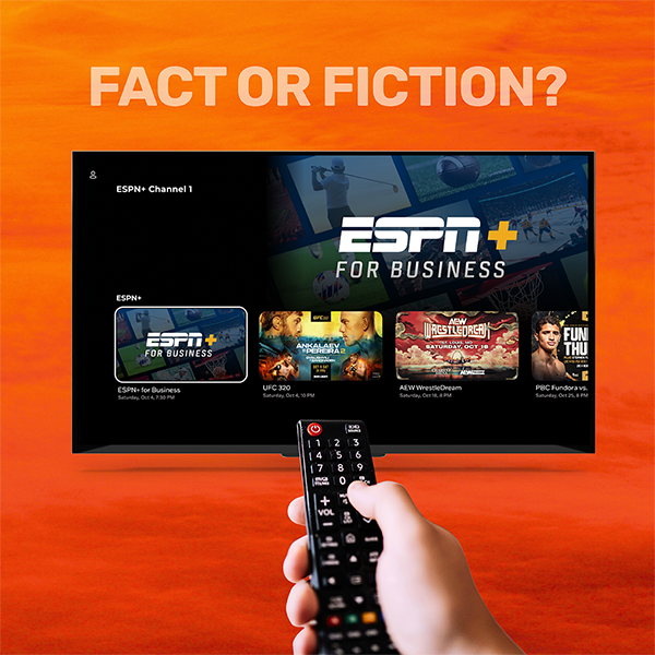 A TV showing content on the Joe Hand Promotions app with the words Fact or Fiction above the TV