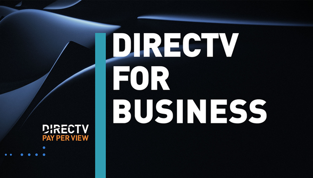 DIRECTV FOR BUSINESS activation slide that appears on televisions