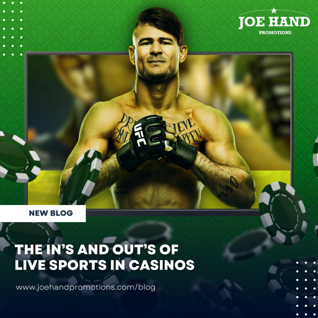 A UFC fighter in a TV with poker chips around it