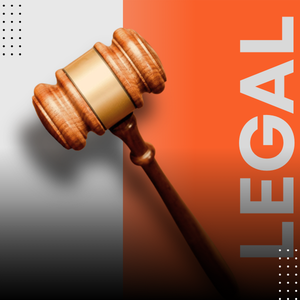 A gavel with the words legal on the right hand side